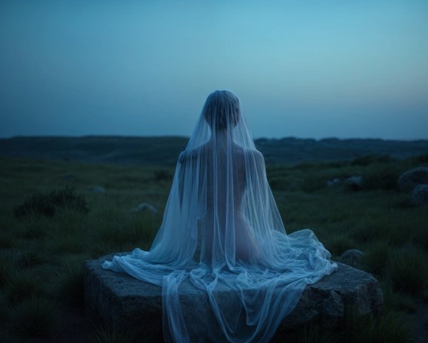 Serene Figure in Tranquil Dusk Landscape