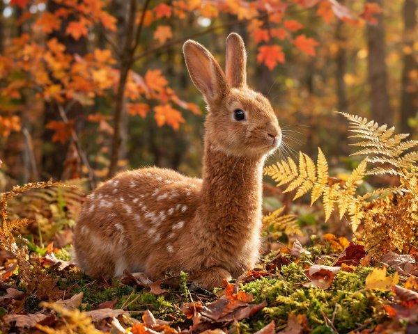 Brown Rabbit-like Creature in Autumn Leaves Setting