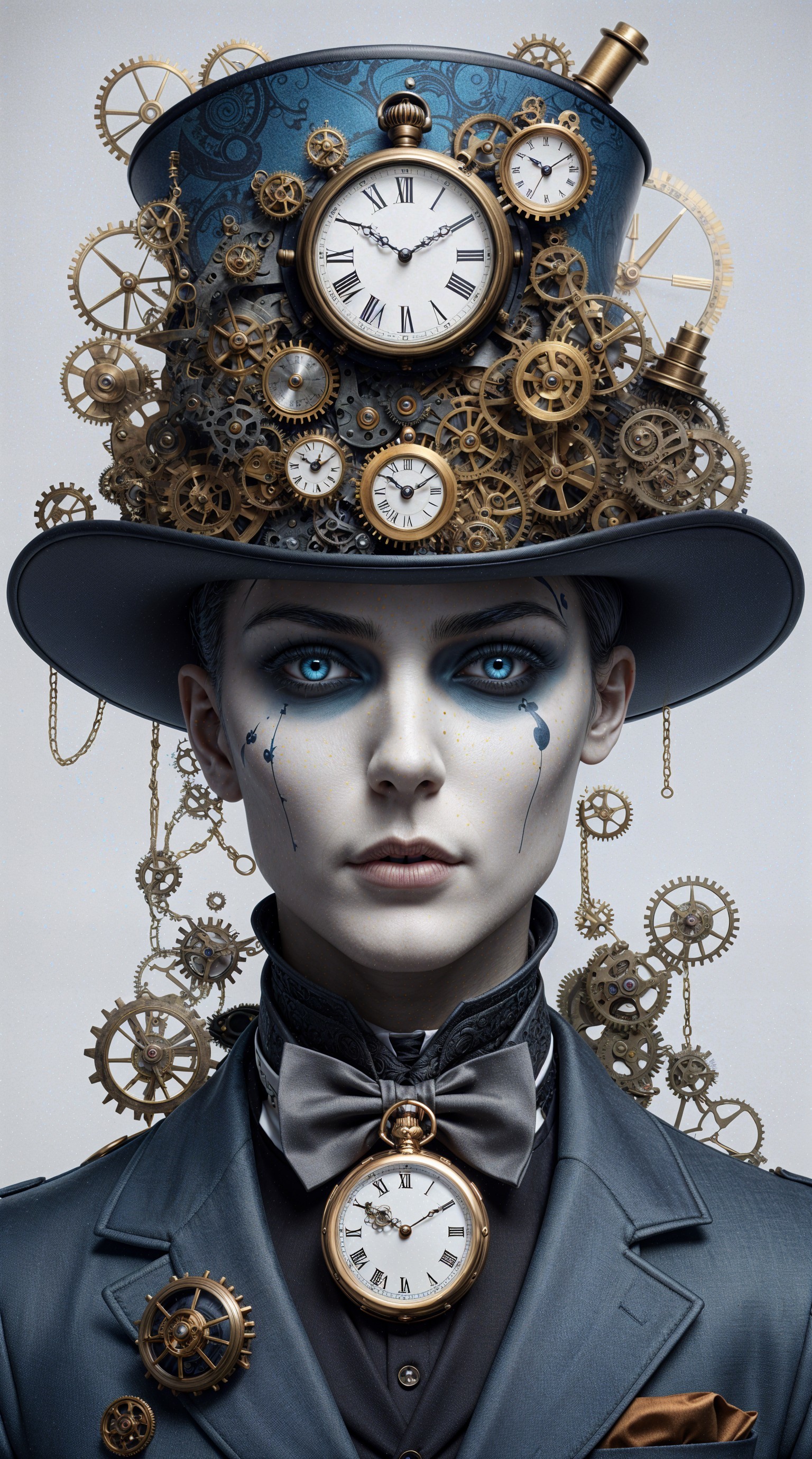 Steampunk Outfit with Top Hat and Vintage Accessories
