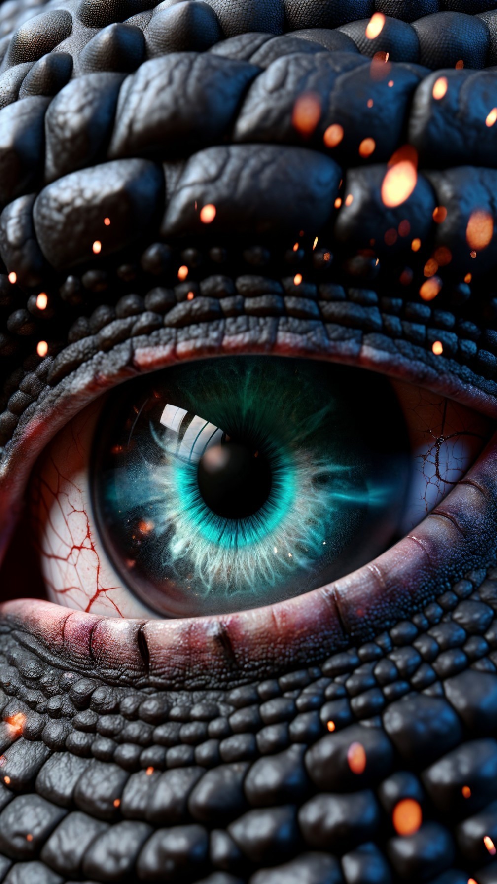 Close-Up of a Dragon-Like Eye with Vibrant Colors