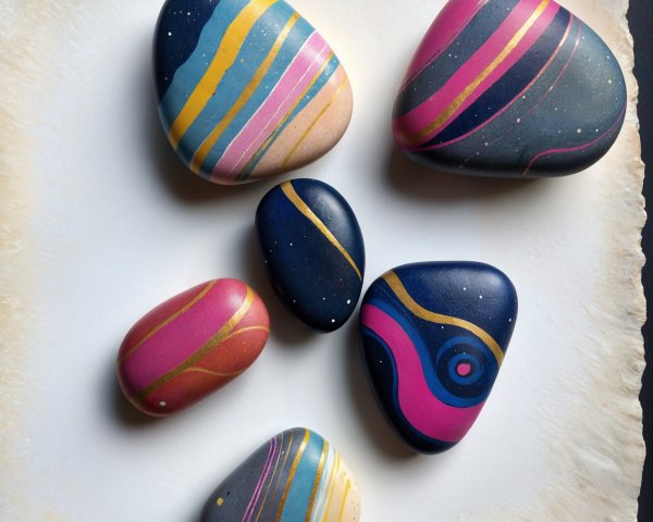 Decorative Polished Stones with Cosmic Patterns