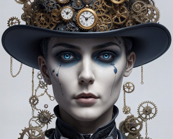 Steampunk Outfit with Top Hat and Vintage Accessories