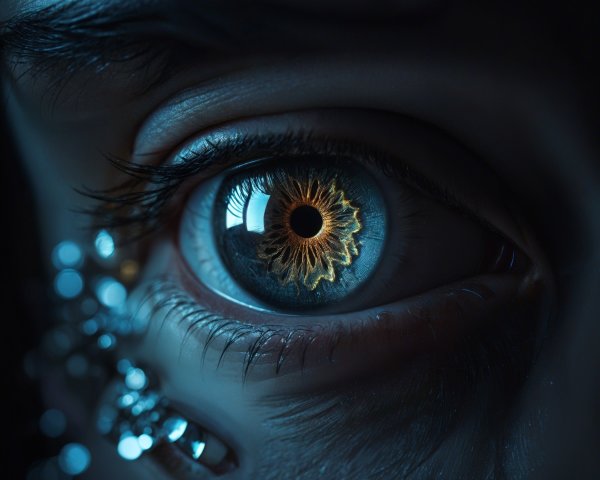 Close-up of a golden-brown eye with intricate patterns