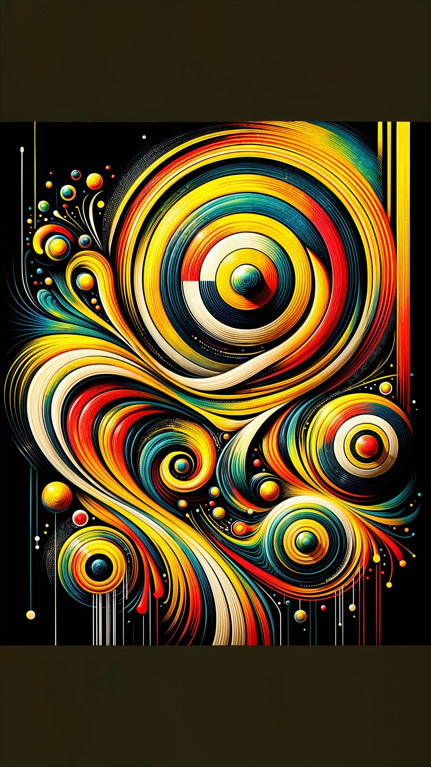 Abstract Composition with Vibrant Swirls and Patterns