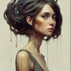 Portrait of a Young Woman with Surreal Elements