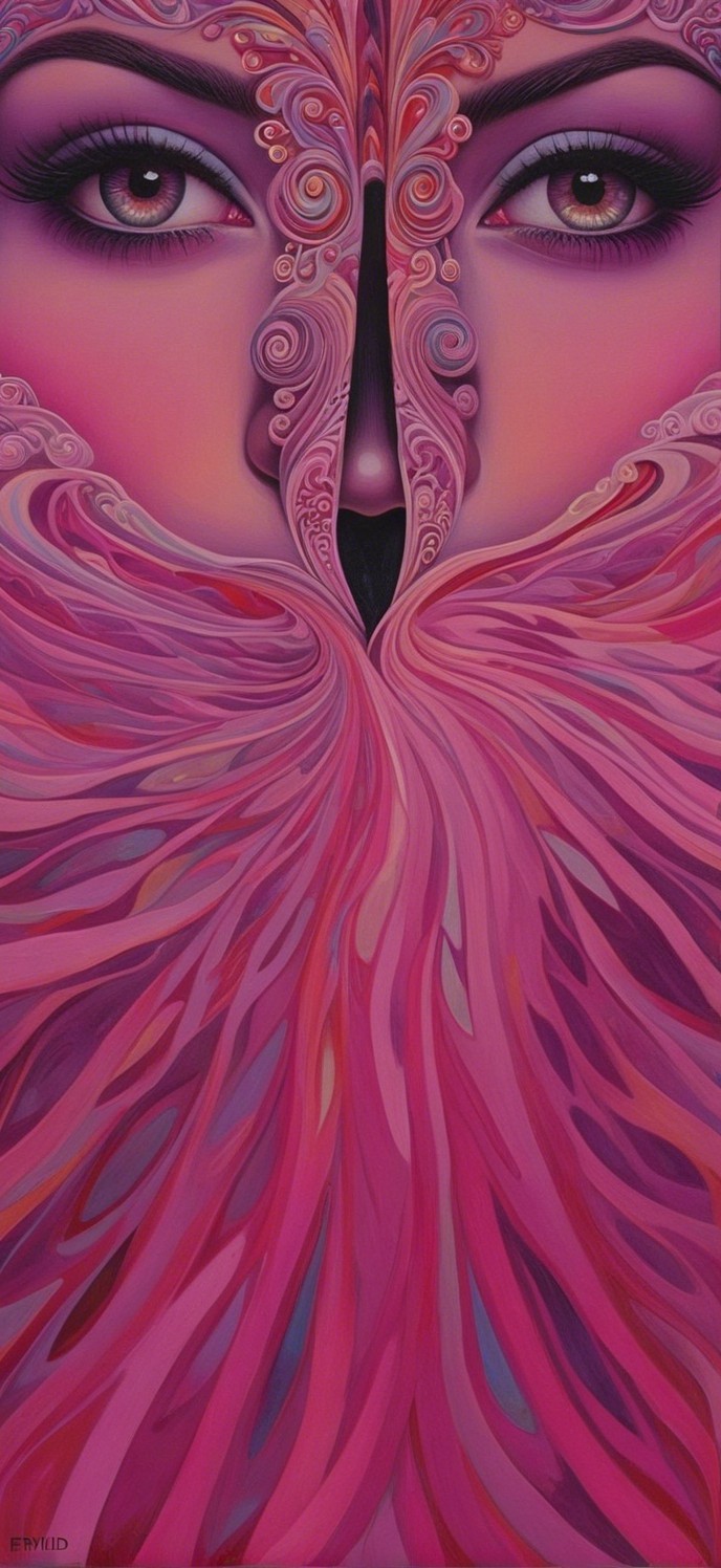 Surreal Artwork of a Woman's Face with Vibrant Shapes