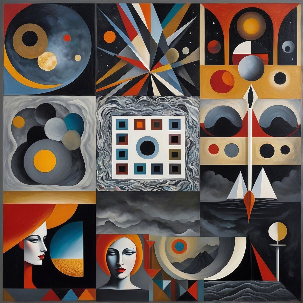 Vibrant Abstract Geometric Shapes and Patterns Collage