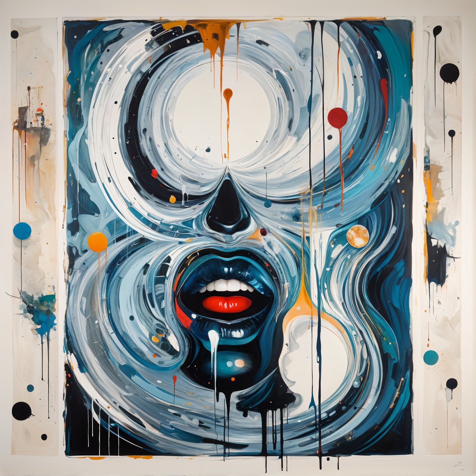 Abstract Face Artwork with Vibrant Colors and Lines