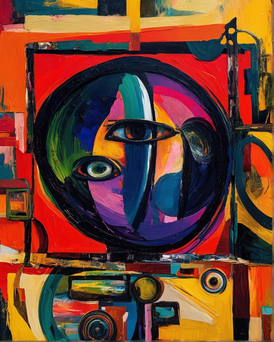 Abstract Artwork with Geometric Shapes and Colors