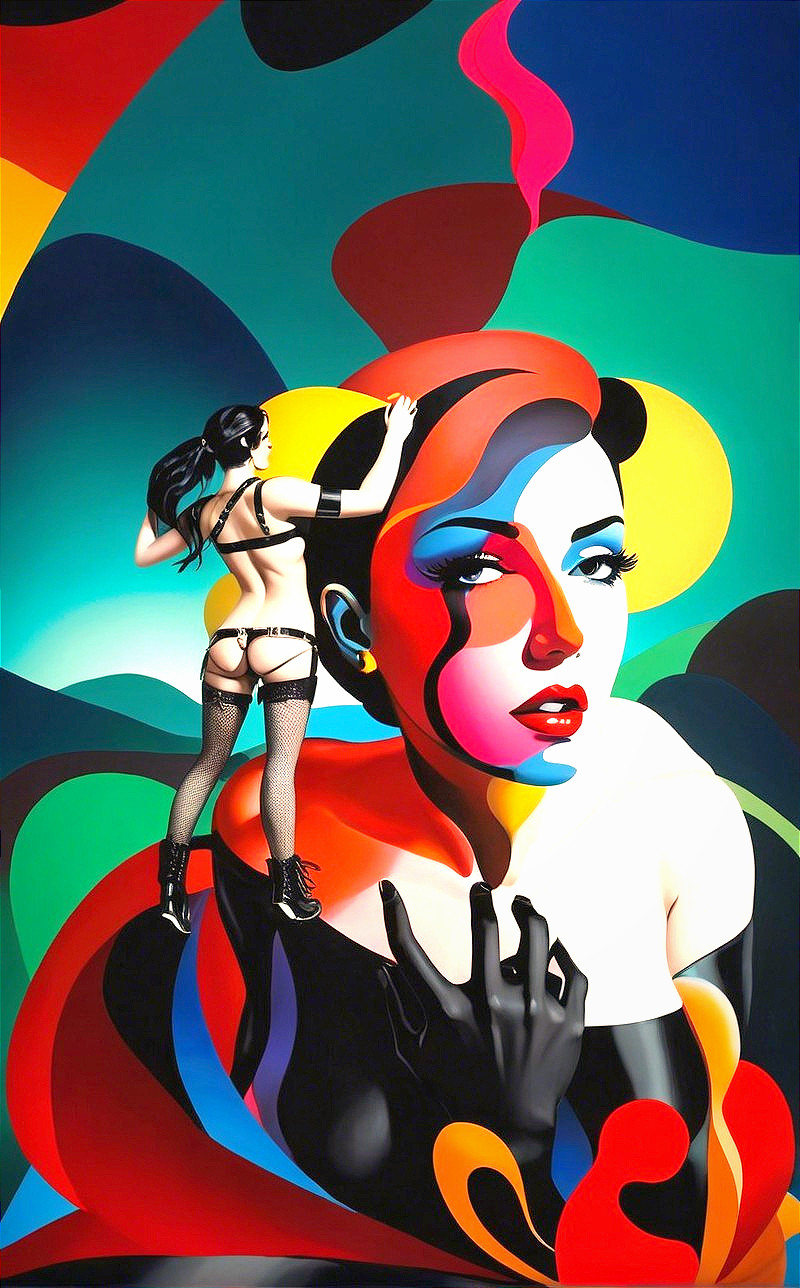 Vibrant Abstract Background with Stylized Female Figure