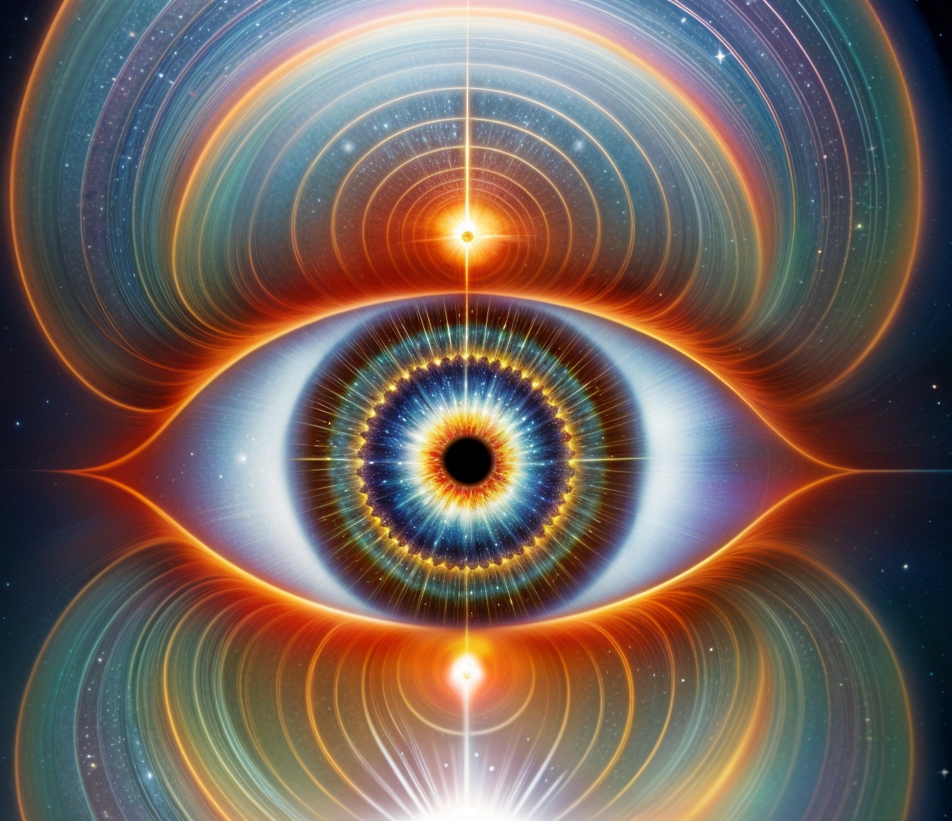 Intricate Eye Surrounded by Vibrant Cosmic Patterns