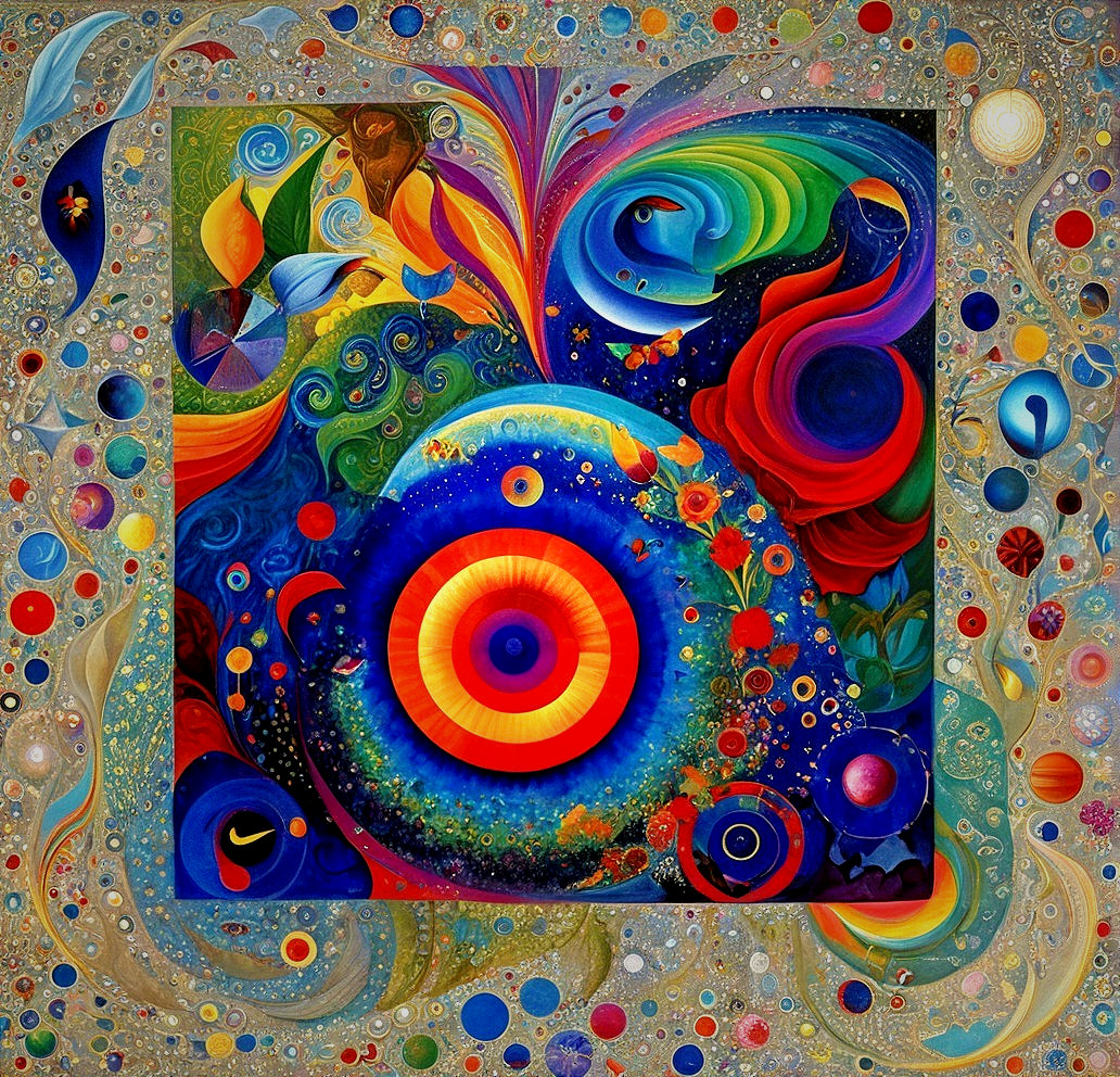Vibrant Abstract Composition with Swirling Colors