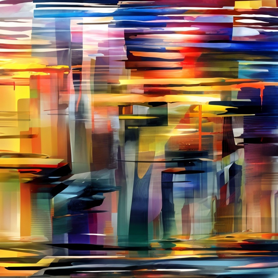 Vibrant Abstract Composition with Bold Colors and Lines