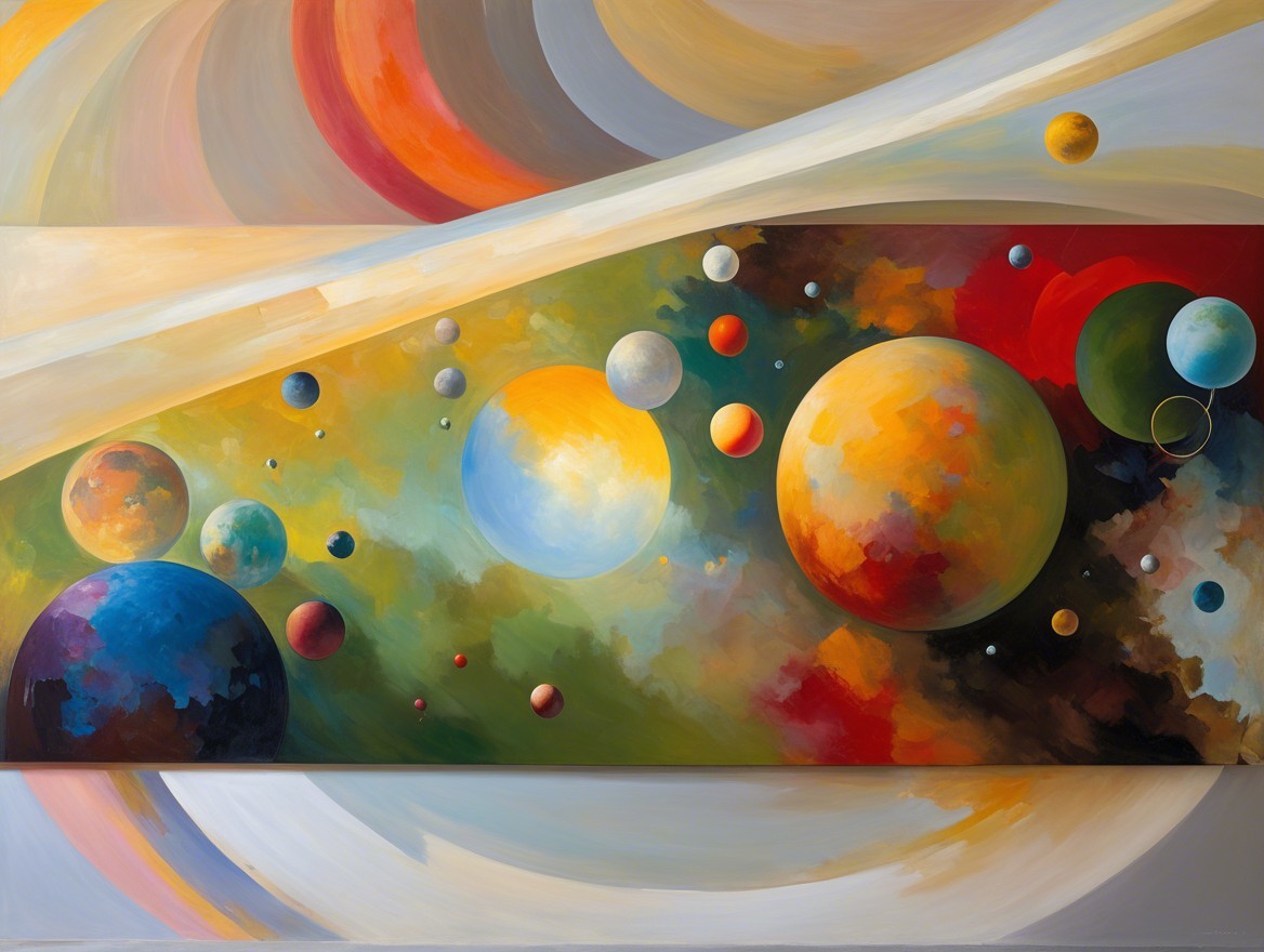 Vibrant Abstract Cosmic Scene with Colorful Planets
