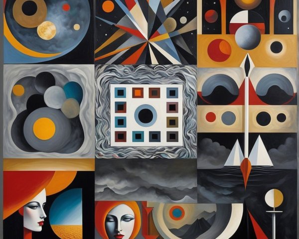 Vibrant Abstract Geometric Shapes and Patterns Collage