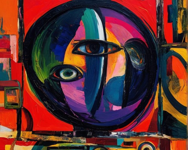 Abstract Artwork with Geometric Shapes and Colors