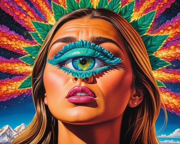 Surreal Portrait of a Woman with Vibrant Colors