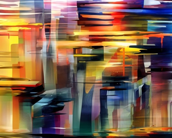 Vibrant Abstract Composition with Bold Colors and Lines
