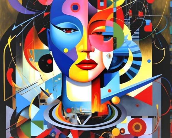 Abstract Portrait of a Woman in Vibrant Colors