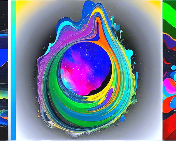 Vibrant Triptych of Abstract Cosmic Art Panels