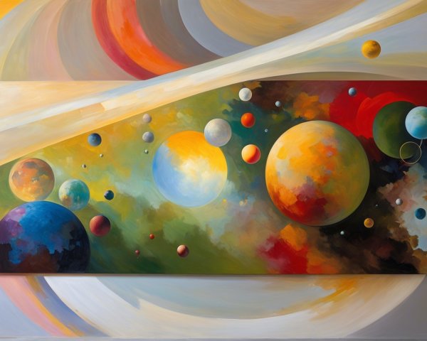 Vibrant Abstract Cosmic Scene with Colorful Planets