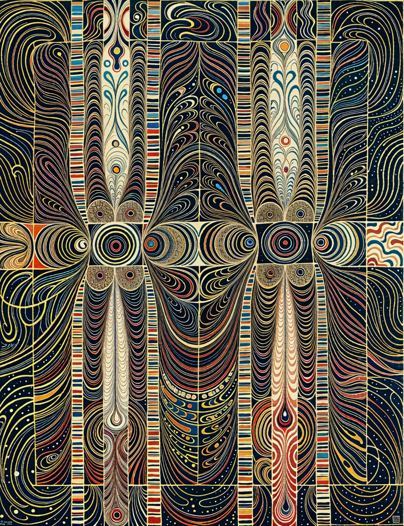 Intricate Abstract Pattern with Vibrant Colors and Symmetry