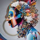 Stylized Profile of a Woman with Abstract Elements