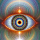 Intricate Eye Surrounded by Vibrant Cosmic Patterns
