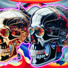Surreal Artwork of Contrasting Skulls and Cosmic Elements