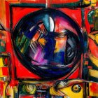 Abstract Artwork with Geometric Shapes and Colors