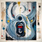 Abstract Face Artwork with Vibrant Colors and Lines