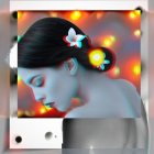 Monochromatic Portrait of Woman with Flower in Hair