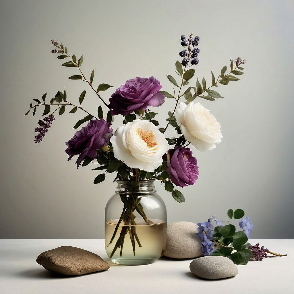 Serene Flower Arrangement in Clear Glass Vase