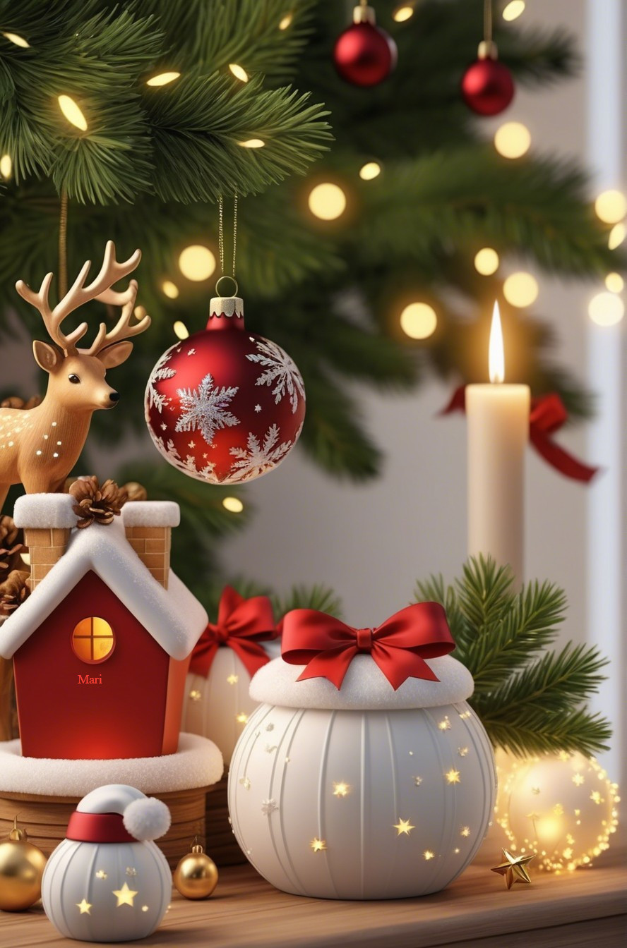Cozy Holiday Scene with Christmas Tree and Decor