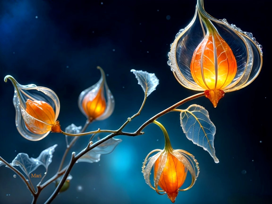 Ethereal Flowers with Glowing Petals in Misty Setting