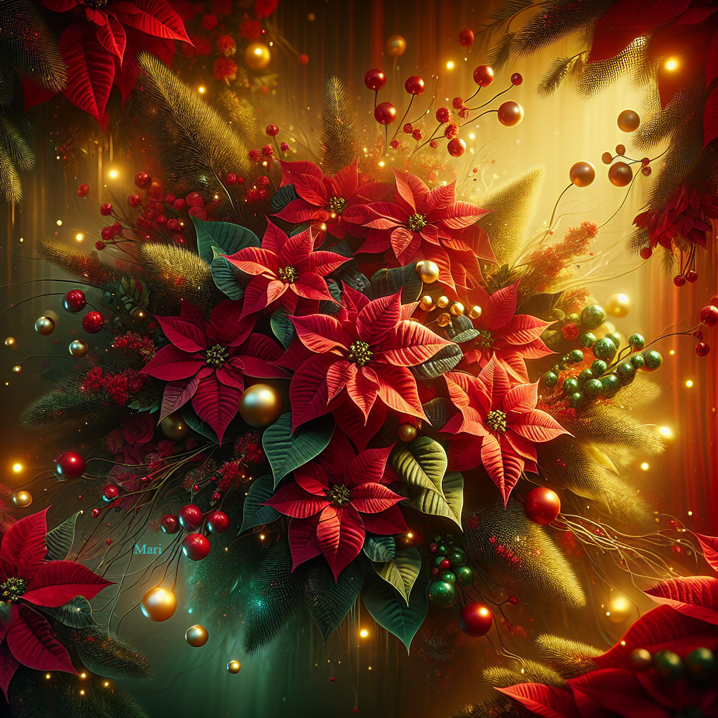 Vibrant Christmas Flower Arrangement with Poinsettias
