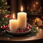 Cozy Holiday Setting with Candles and Ornaments