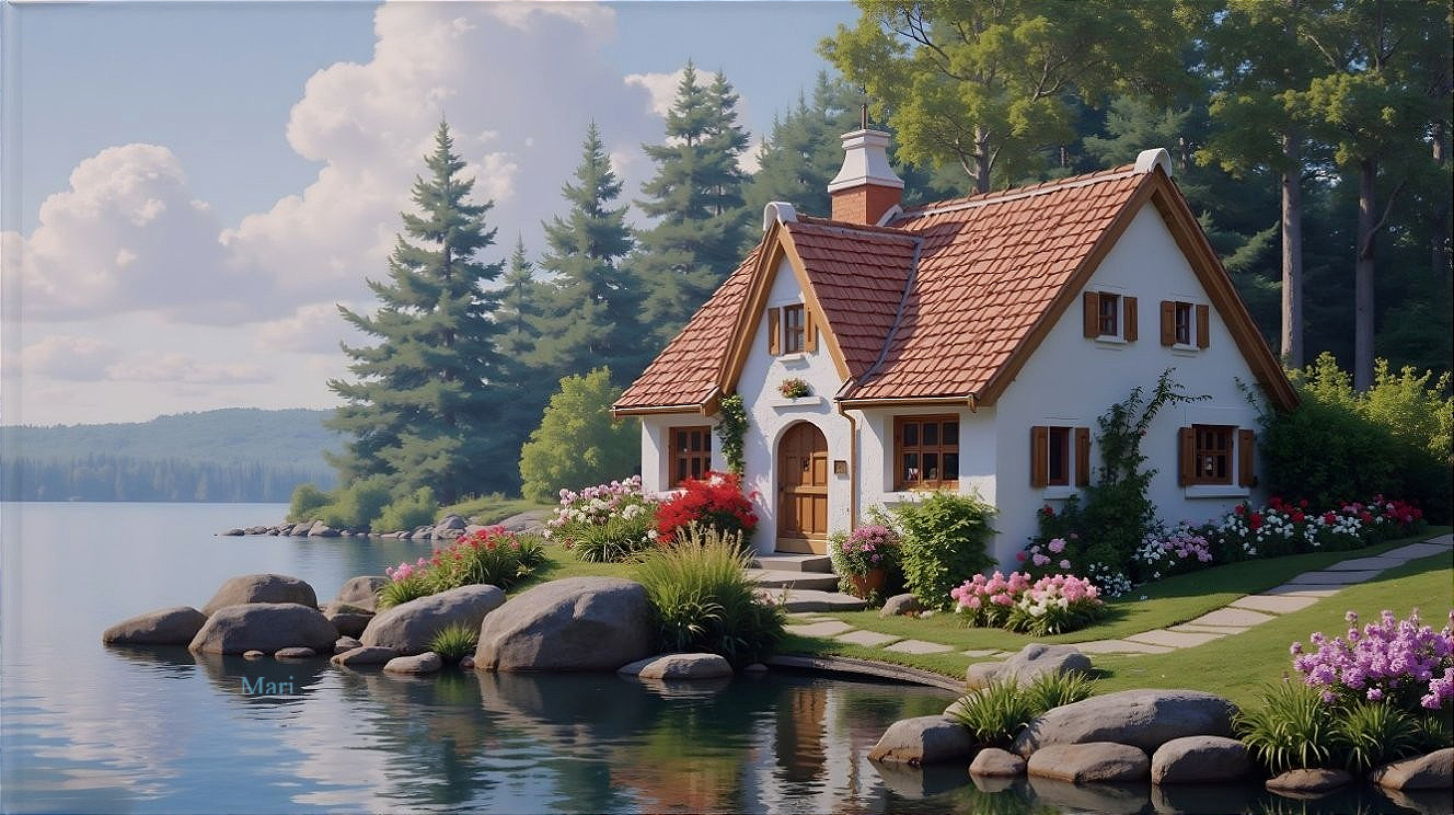 Cozy Cottage by Serene Lake in Lush Greenery