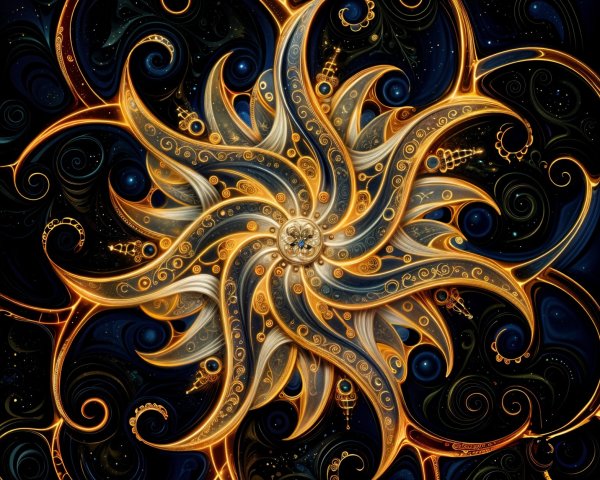Abstract Design with Radiant Sun Shape and Patterns