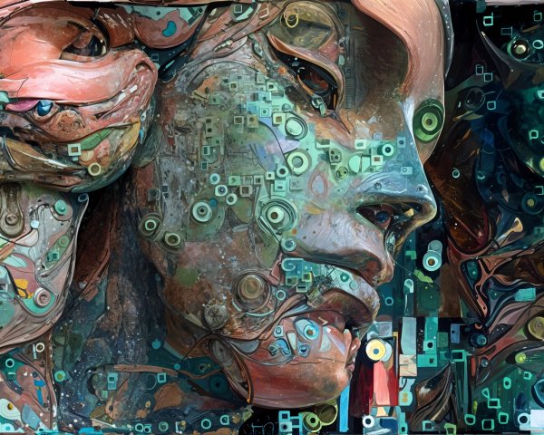 Abstract Human Face with Geometric Patterns and Colors