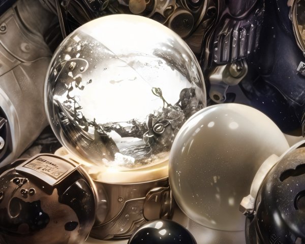 Intricate Glass Orbs and Snow Globes Collection