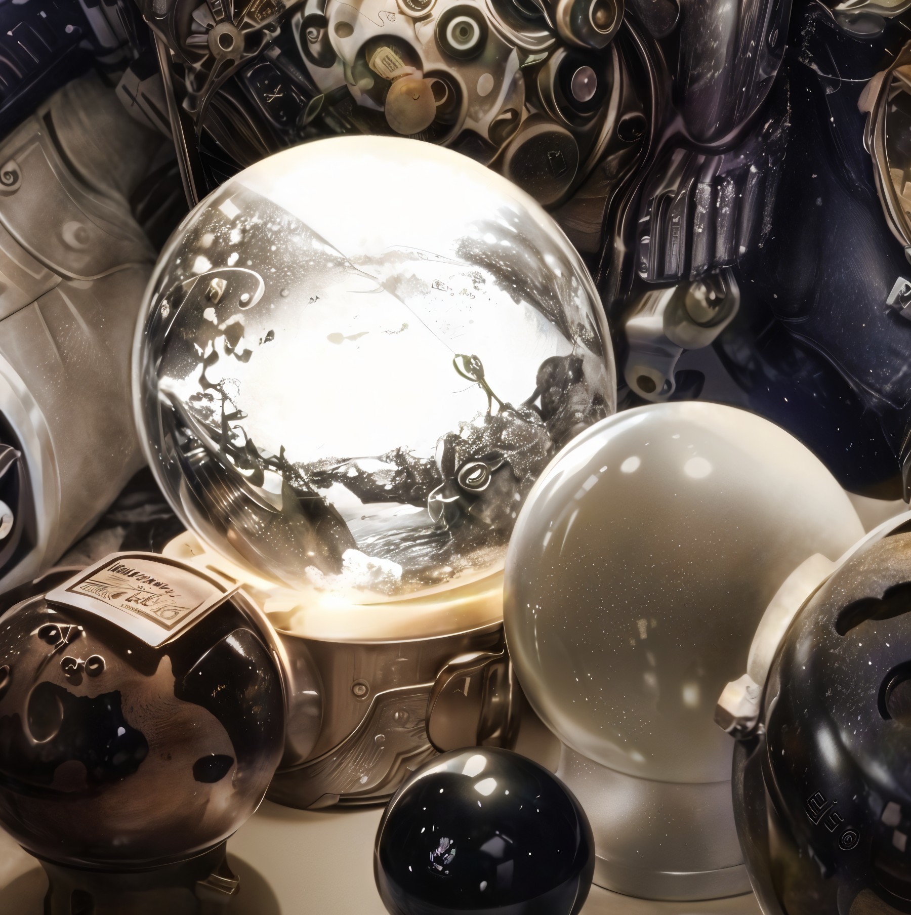 Intricate Glass Orbs and Snow Globes Collection