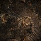 Abstract Golden Patterns with Dark Foliage Design