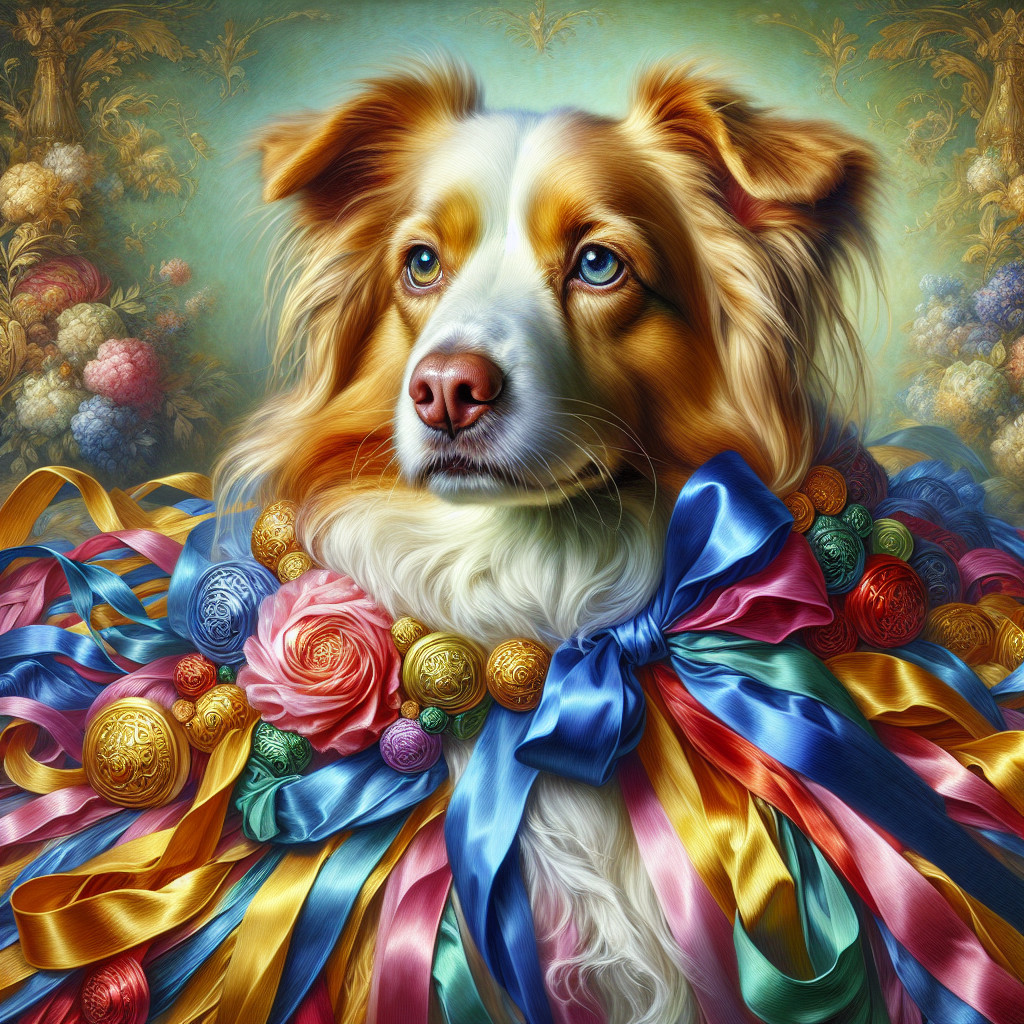 Illustration of a Dog with Floral Garland and Pastels