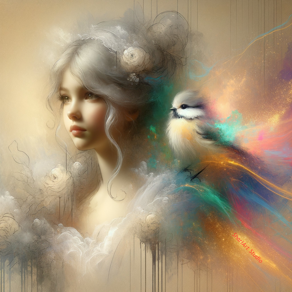 Surreal Portrait of a Woman with Floral Accents