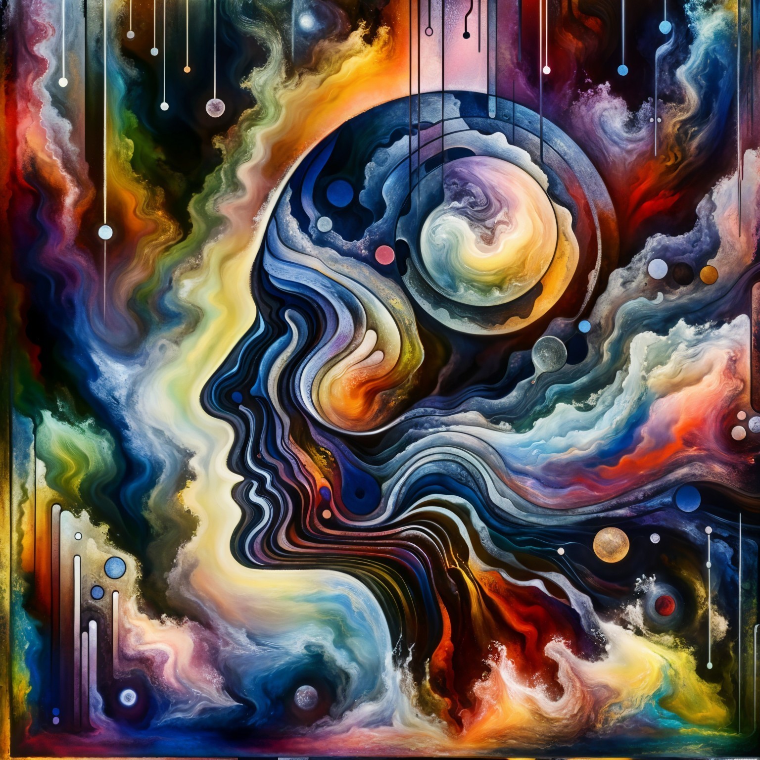 Abstract Human Profile Merging with Cosmic Elements