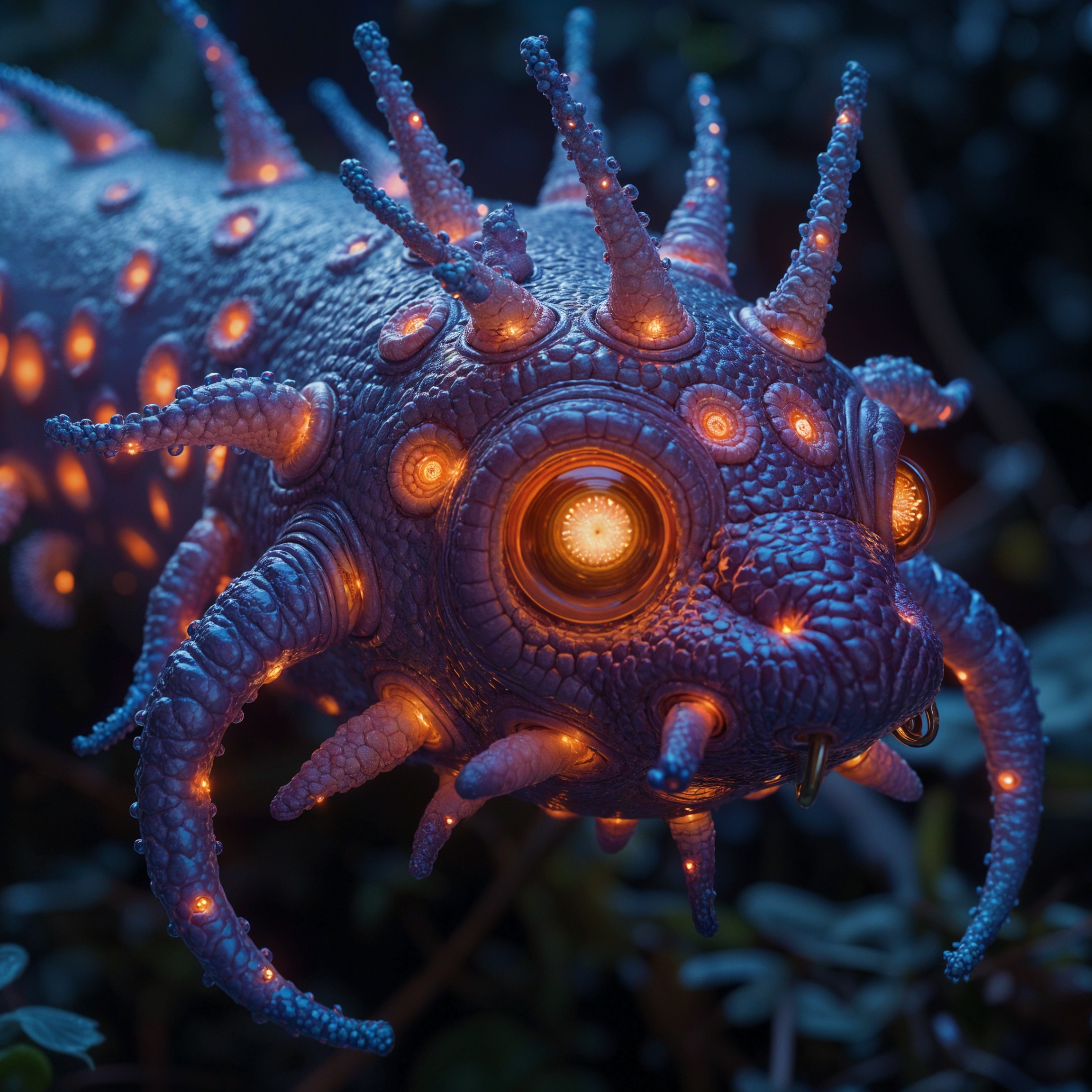 Vibrant Caterpillar-like Creature with Glowing Features