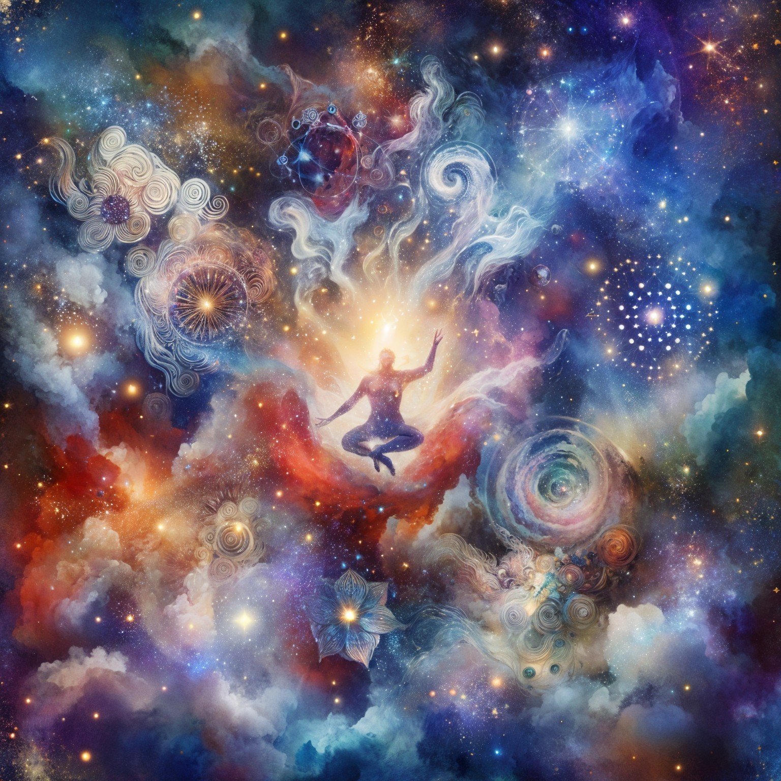 Vibrant Cosmic Scene with Nebulae and Stars