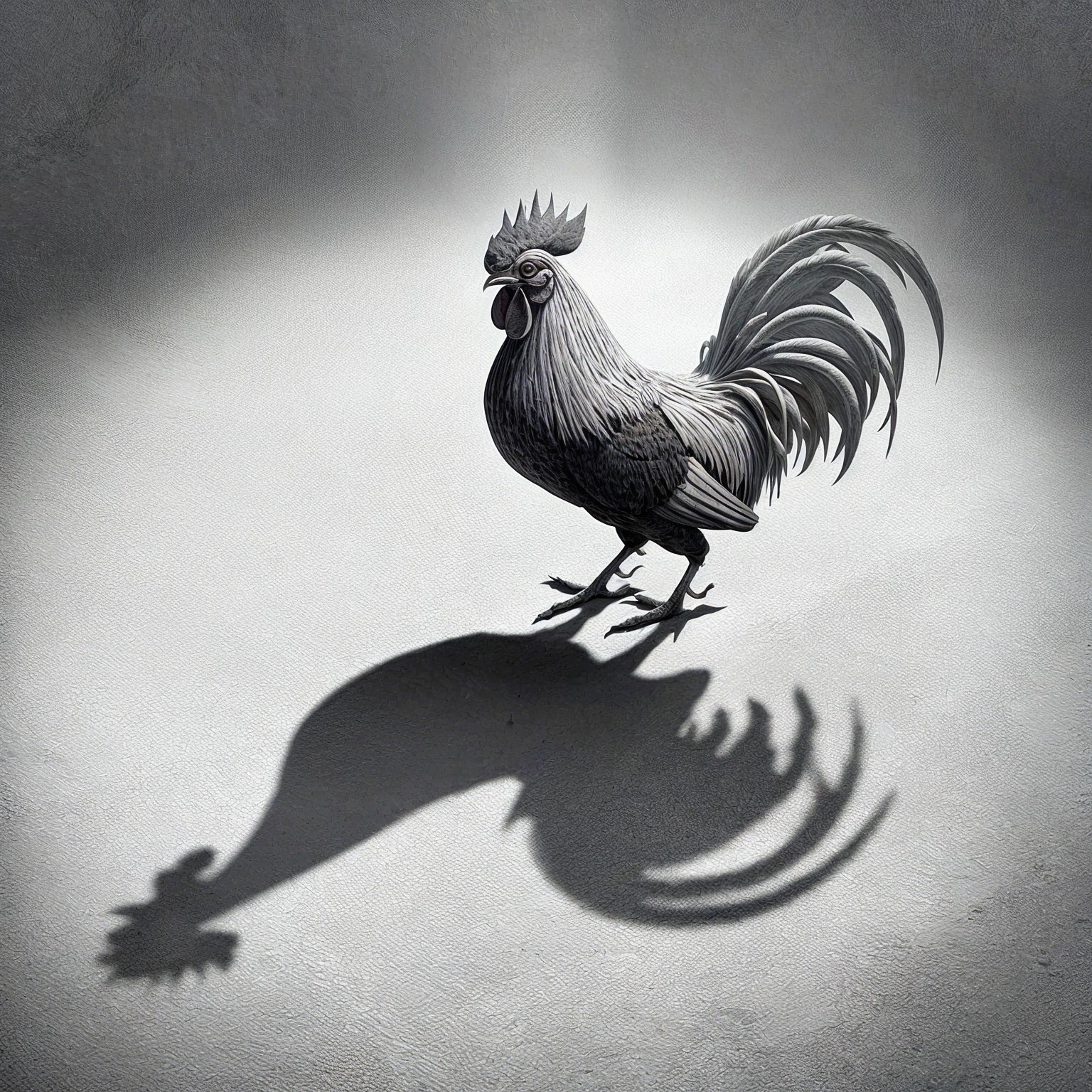 Monochromatic Rooster with Dramatic Shadow Detail