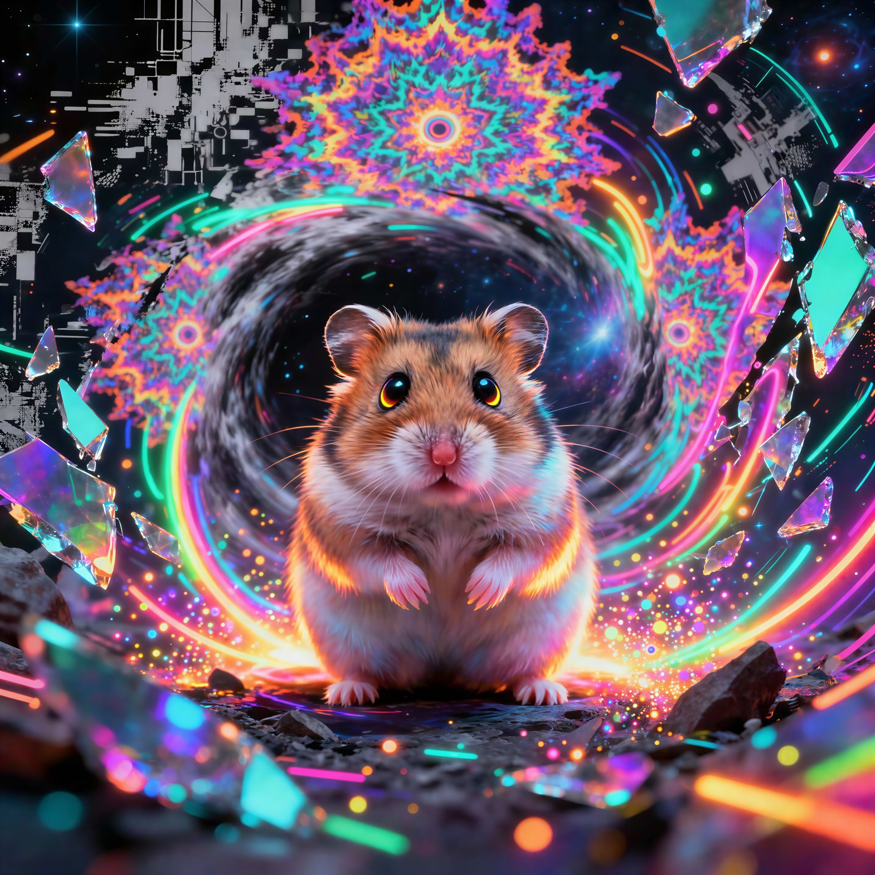 Realistic Digital Painting of a Colorful Hamster Scene